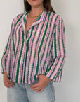 Tensione - Camicia geometrica rosa e verde