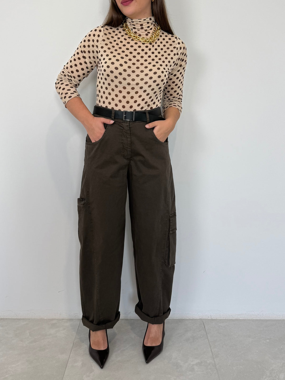 SusyMix - Pantalone ovetto cargo moro