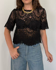 Haveone - Maglia in pizzo nera