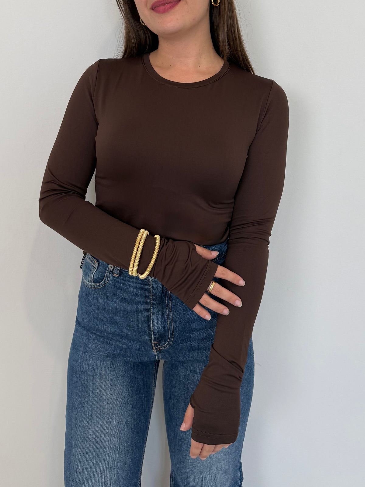 SusyMix - Maglia in lycra foro pollice moro