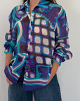 Tensione - Camicia geometrica blu