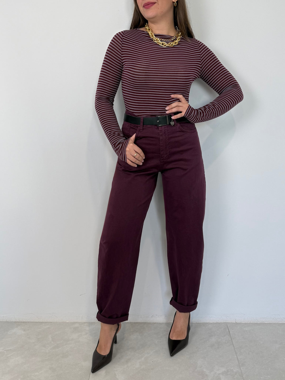 SusyMix - Pantalone cuoricino vino