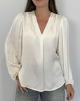 Haveone - Blusa viscosa scollo V burro