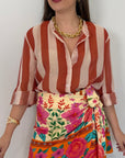 Haveone - Camicia righe larghe papaya