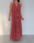 SusyMix - Abito fazzoletto righe fuxia e verde