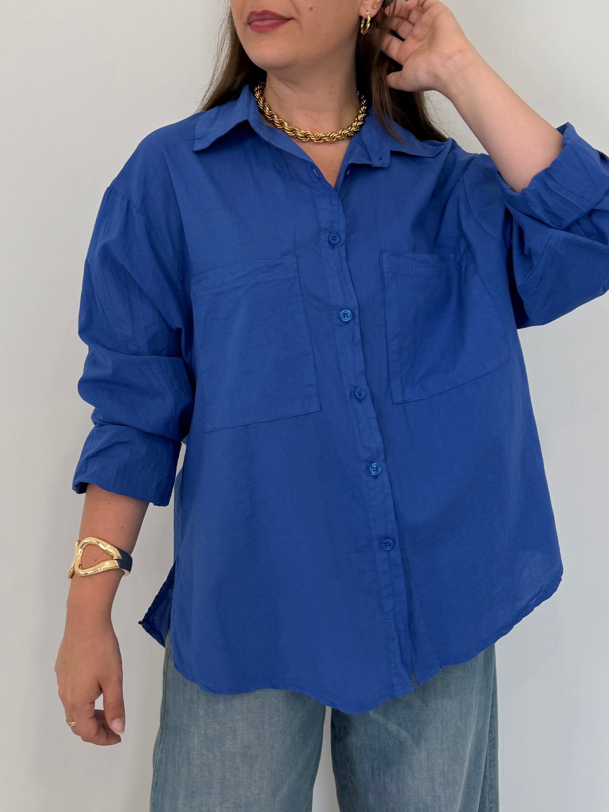 Haveone - Camicia doppia tasca blu royal