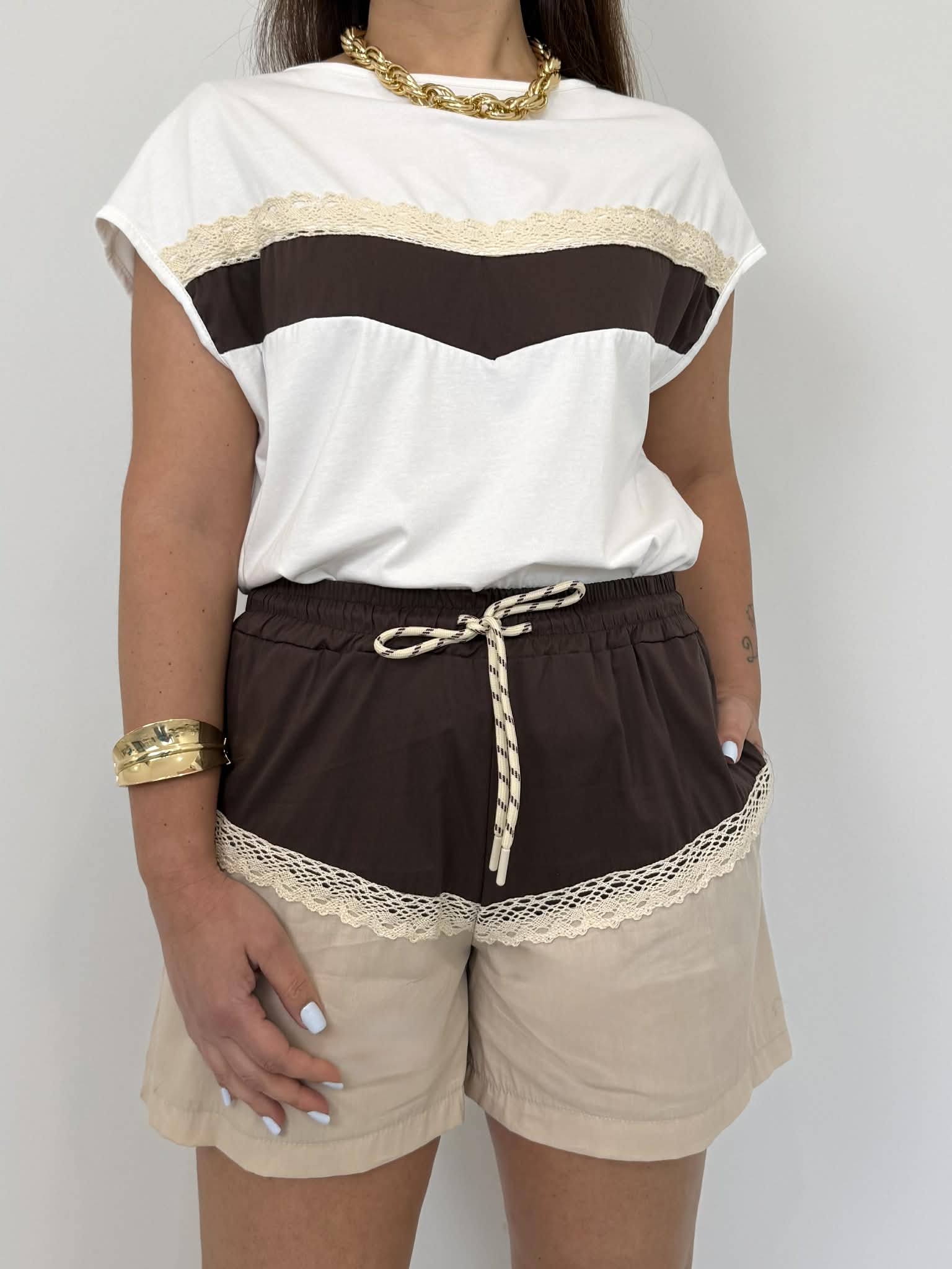 SusyMix - Short bicolor moro beige