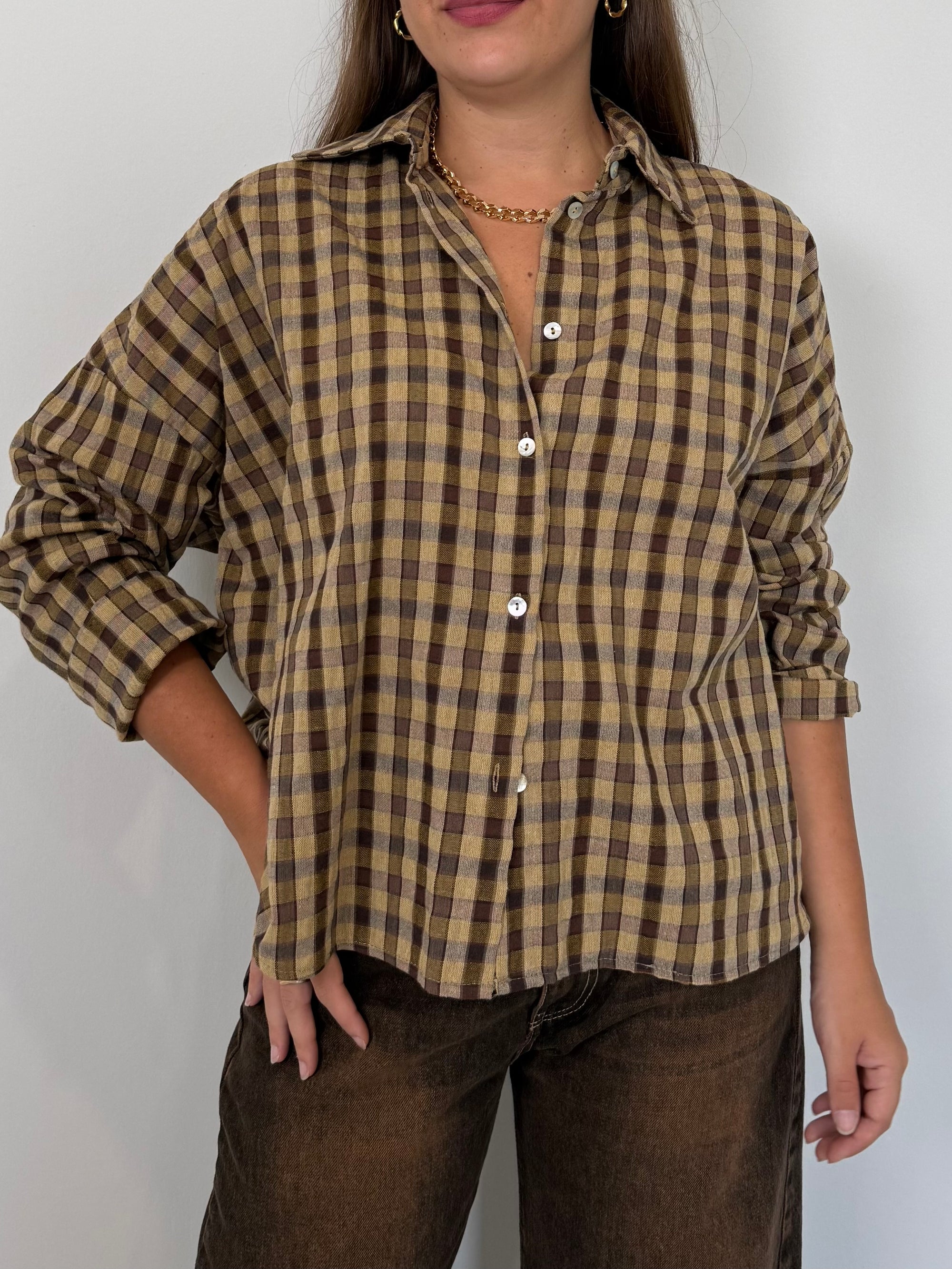 Haveone - Camicia goffrata check moro