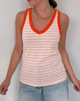 SusyMix - Canotta righe rosa contrasto arancio