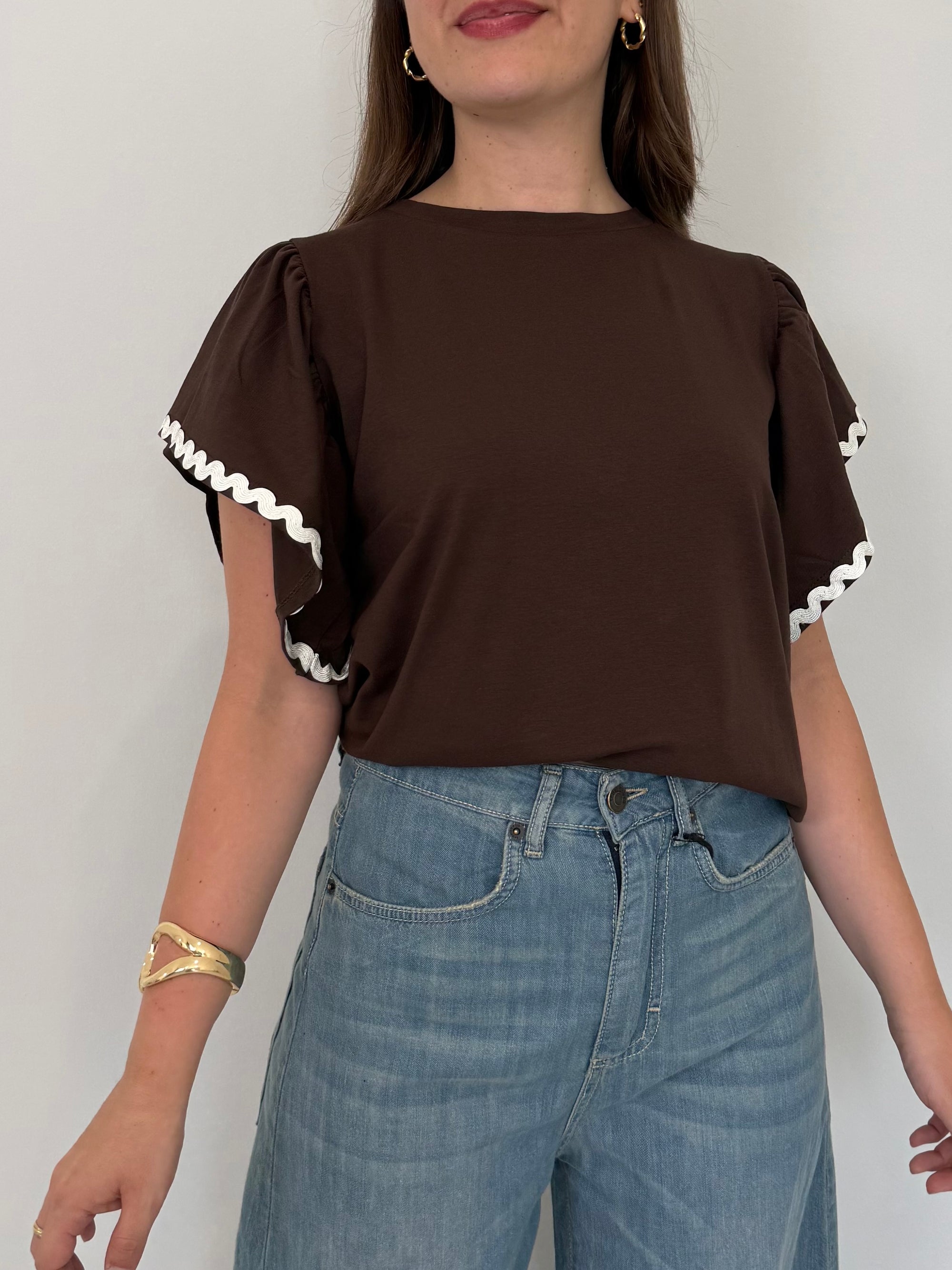 SusyMix - T-shirt moro con onda bianca
