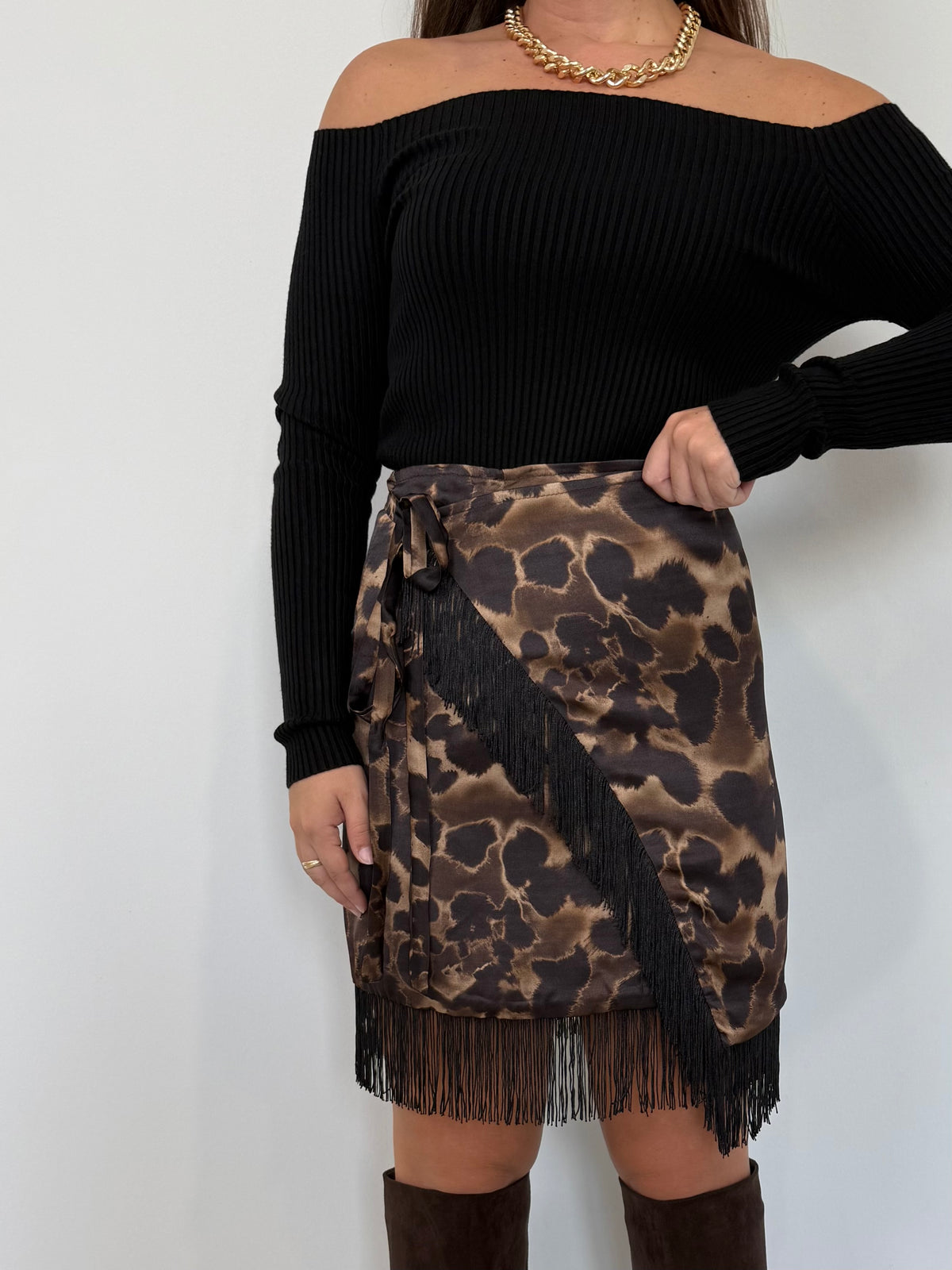 SusyMix - Gonna animalier con frange
