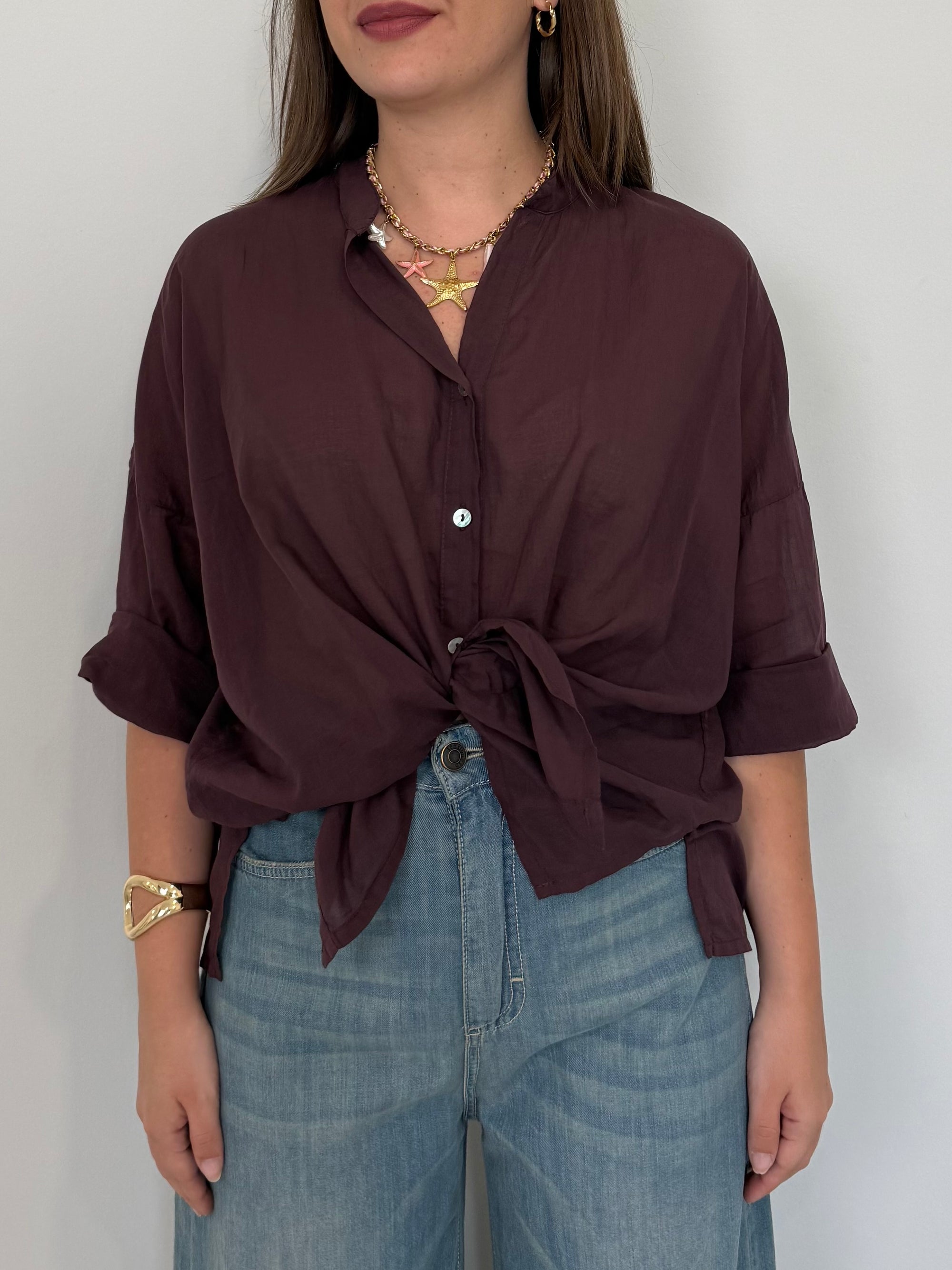 PRE-ORDINE 15/06: Haveone - Camicia in mussola di cotone fico
