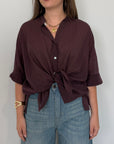 PRE-ORDINE 15/06: Haveone - Camicia in mussola di cotone fico