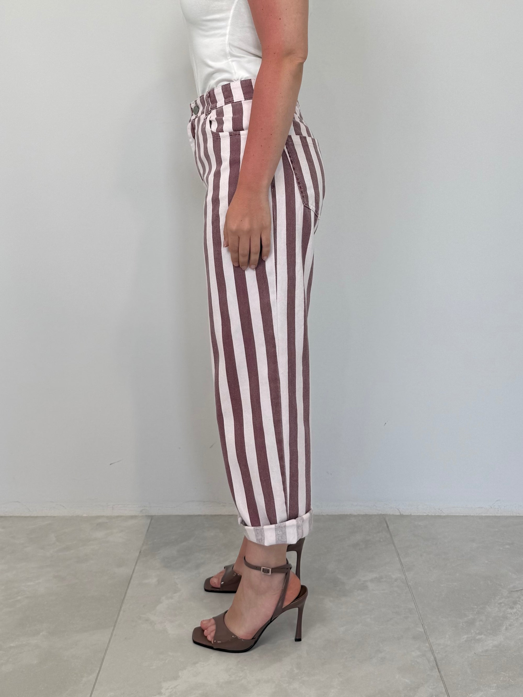Tensione In - Jeans light a righe rosa