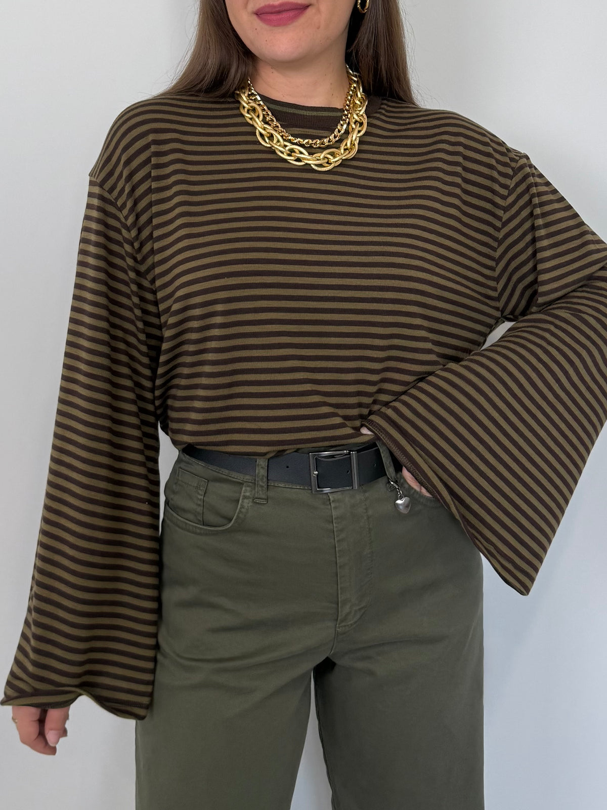 SusyMix - Maglia trapezio verde e moro