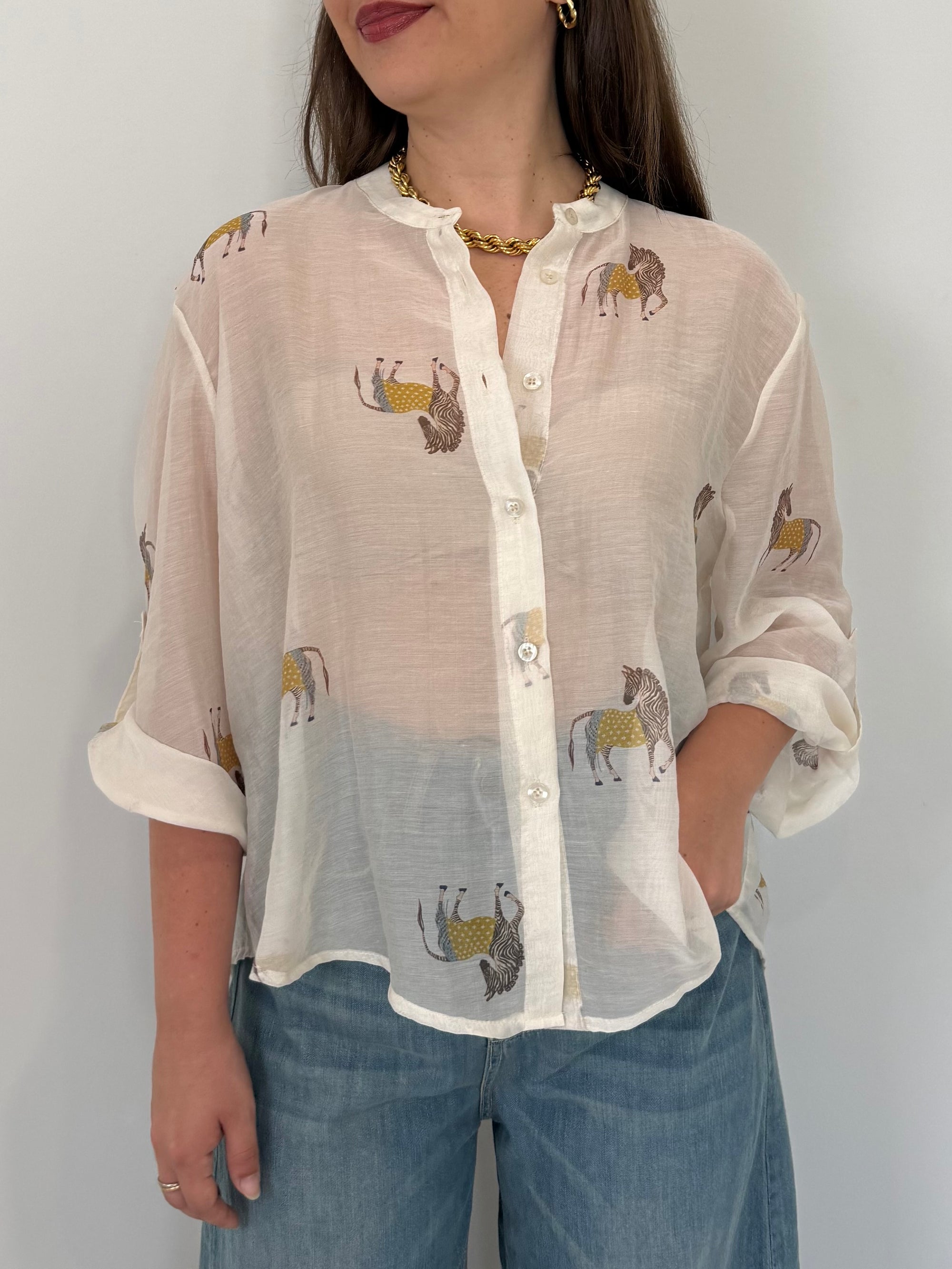 Haveone - Camicia con fantasia microzebre