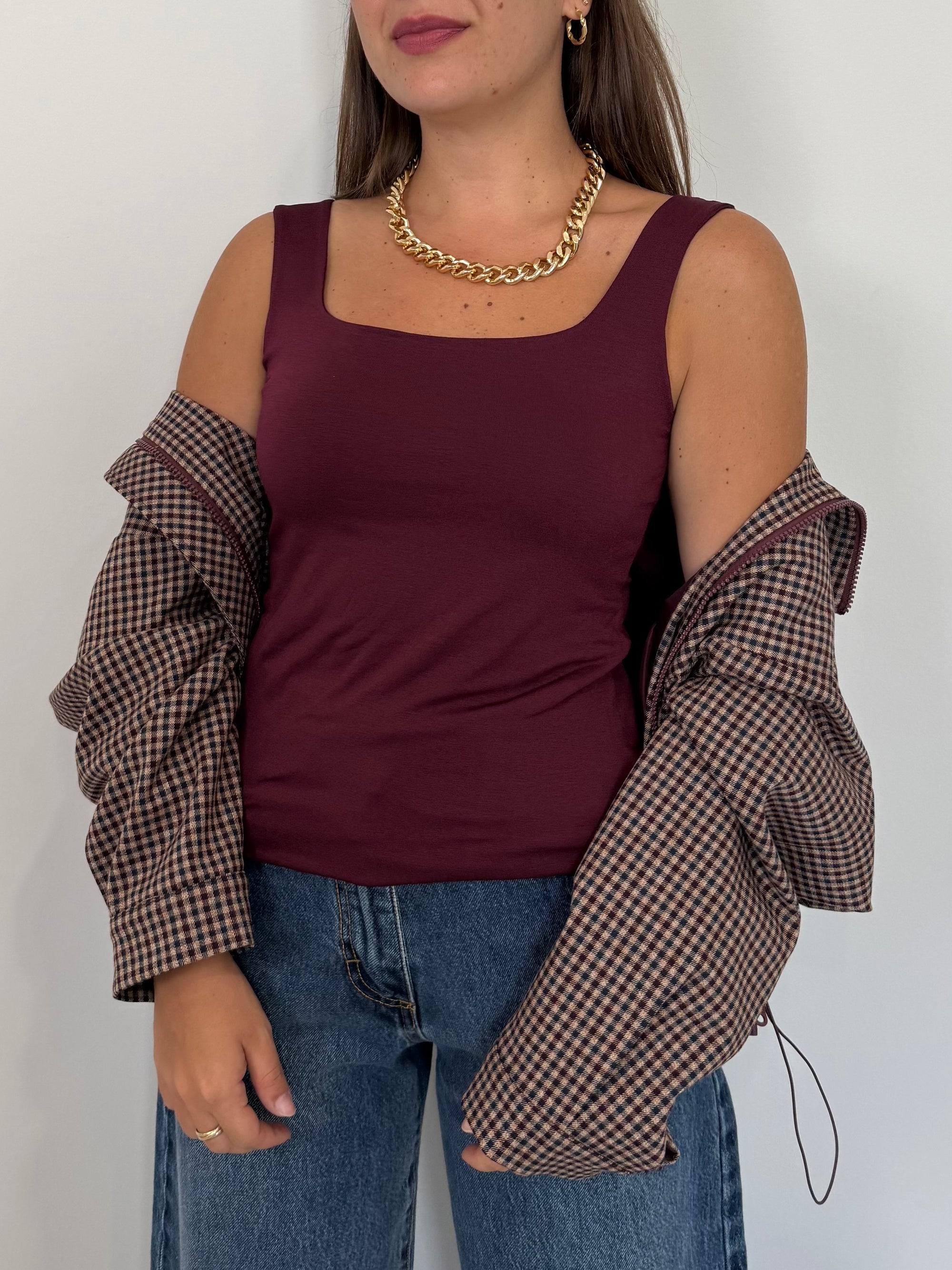 PRE-ORDINE 31/08: SusyMix - Canotta scollo quadrato bordeaux