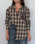 SusyMix - Camicia check moro con tasca paillettes