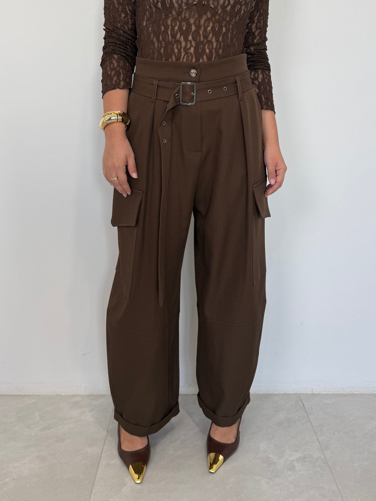Haveone - Pantalone cargo moro