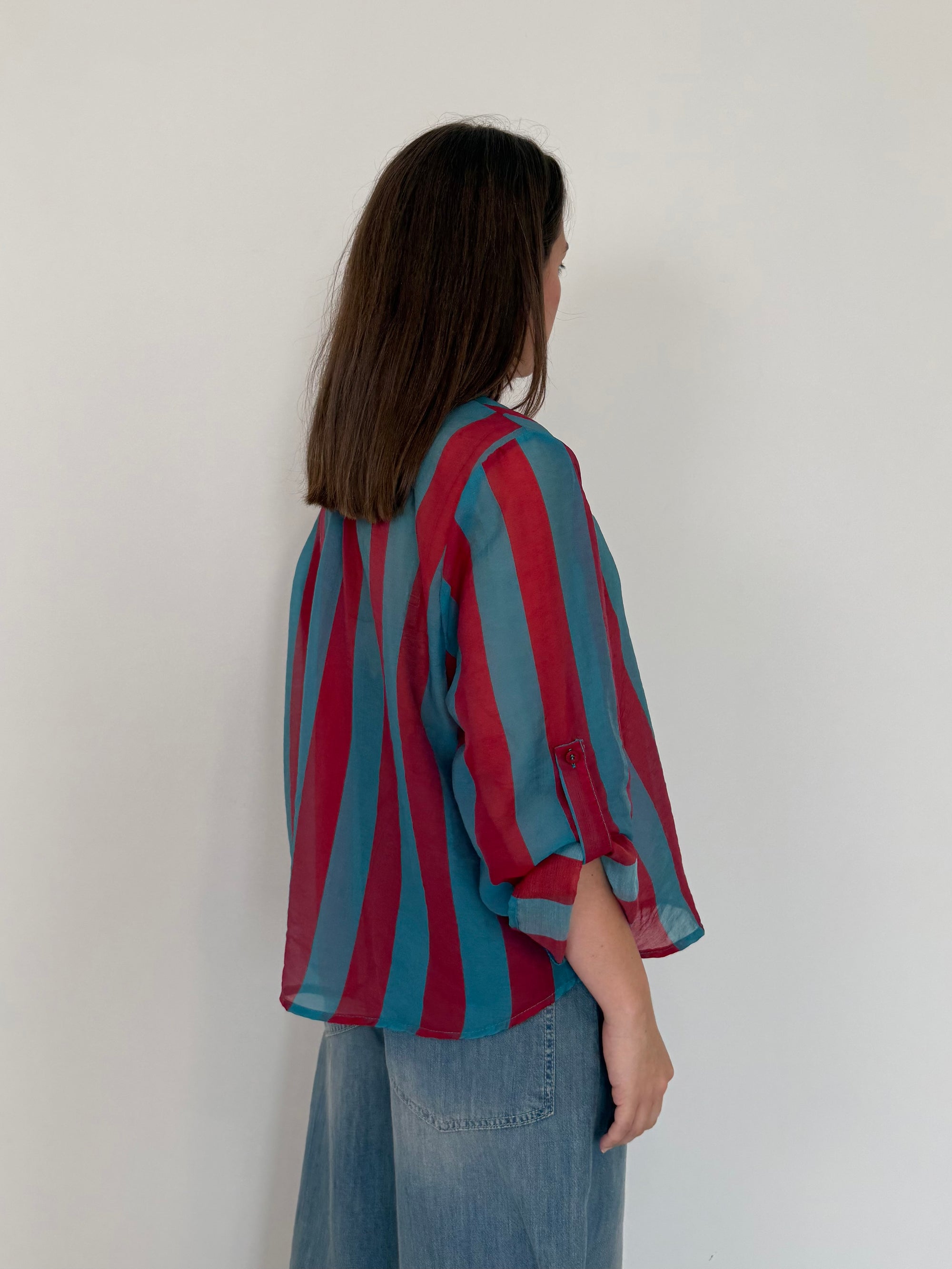 Haveone - Camicia righe larghe ottanio