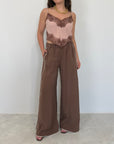 Haveone - Pantalone in cupro con banda moro