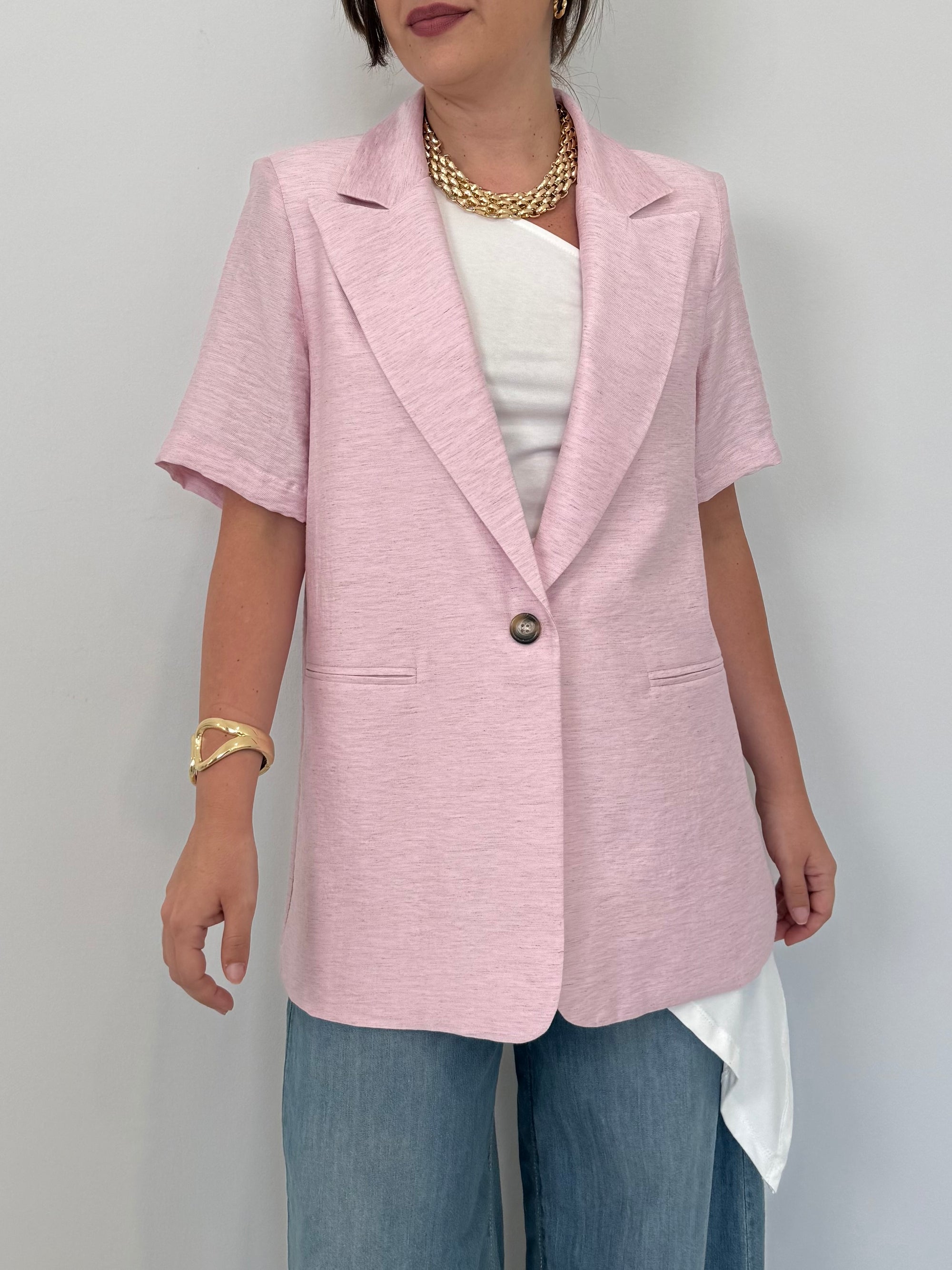 Haveone - Giacca mezza manica easy rosa