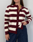 SusyMix - Cardigan rigato bordeaux