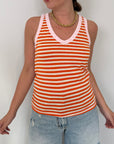 SusyMix - Canotta righe arancio contrasto rosa