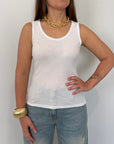 Haveone - Canotta costine con bordino bianca