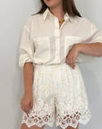 Haveone - Short in pizzo burro