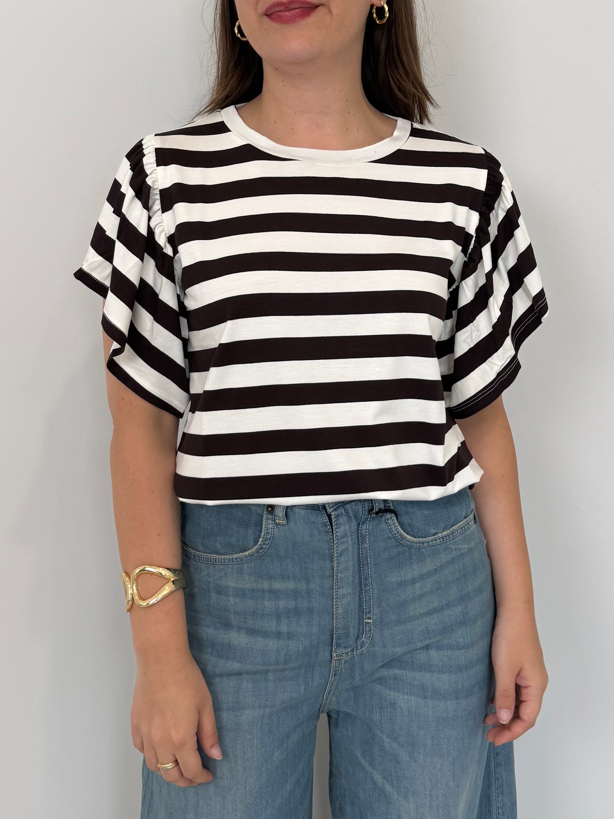 SusyMix - T-shirt con balzine e righe moro