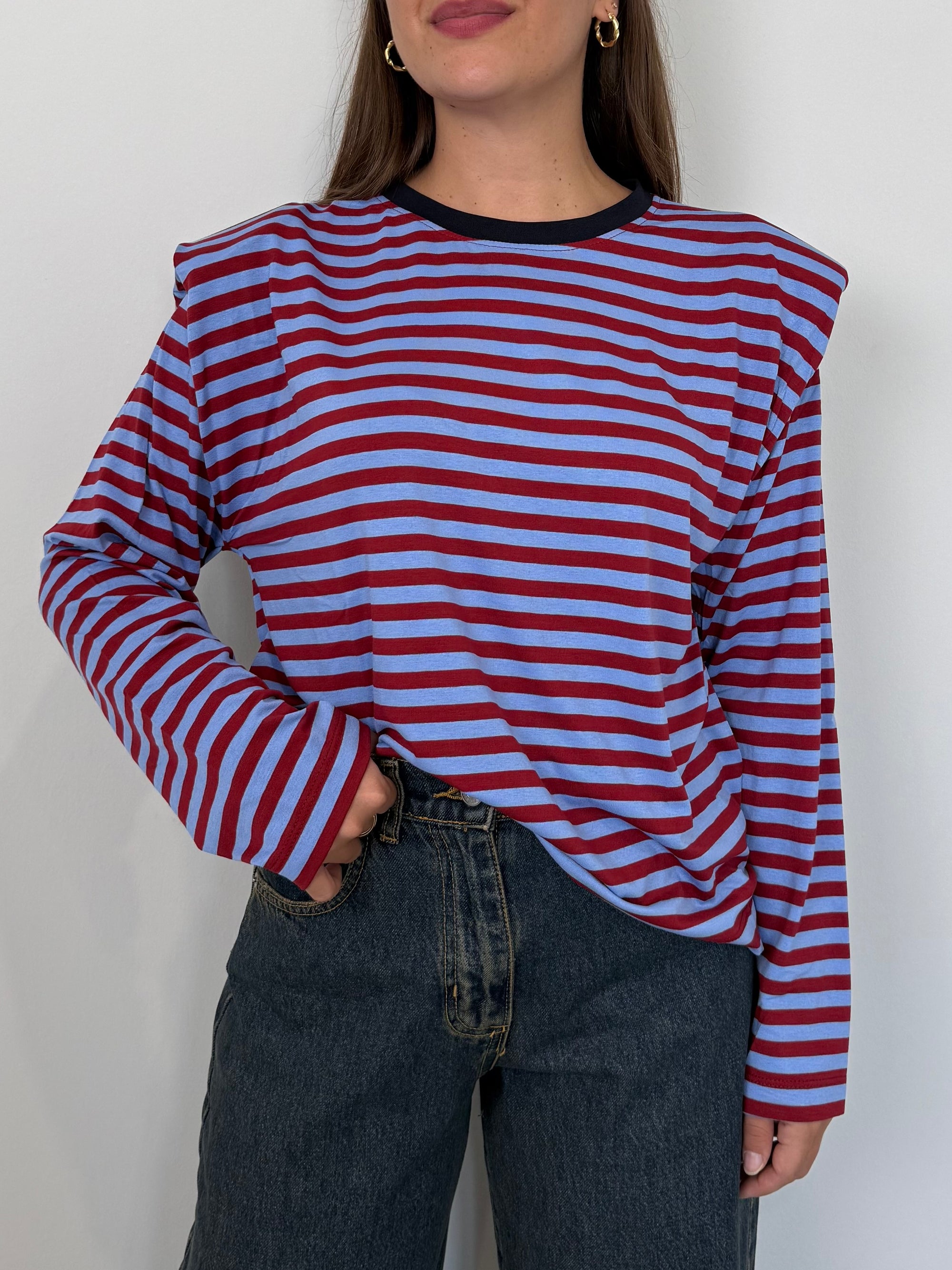 Haveone - Maglia spalline righe bordeaux