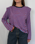 Haveone - Maglia spalline righe bordeaux