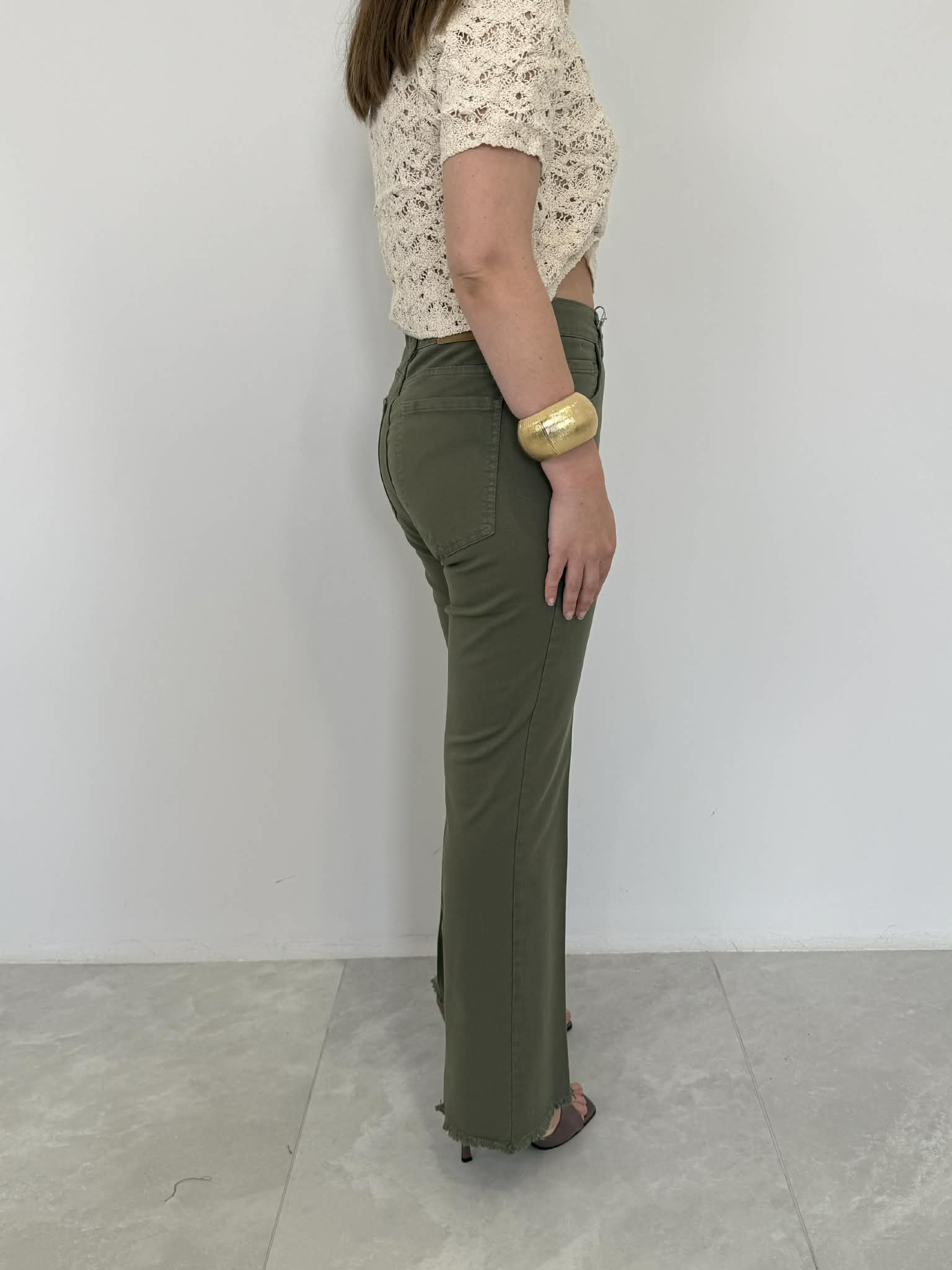Motel - Pantalone in cotone zampetta verde