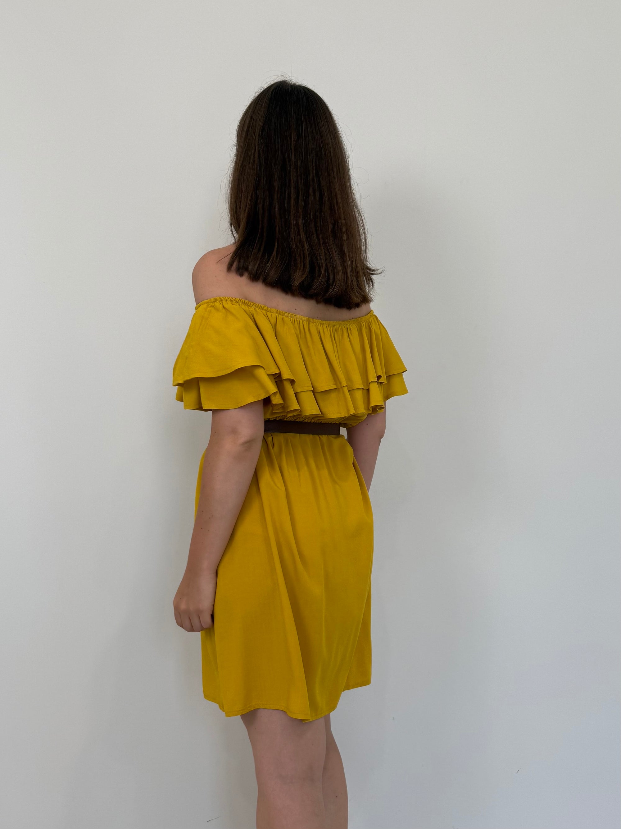 Kontatto - Abito shiffer con balze giallo