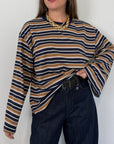 Motel - Maglia manica trapezio riga blu e camel