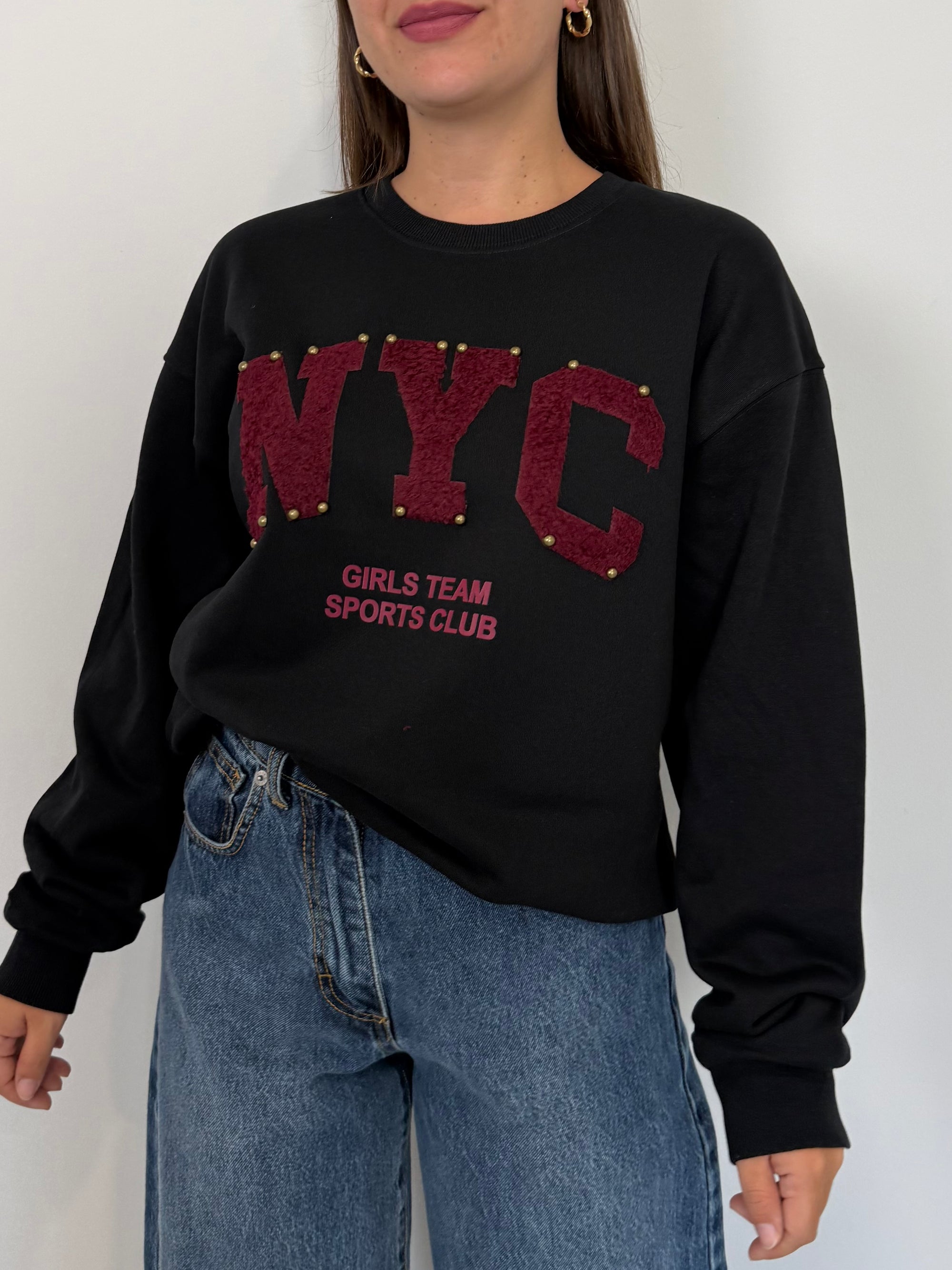 Civico23 - Felpa nera New York vino