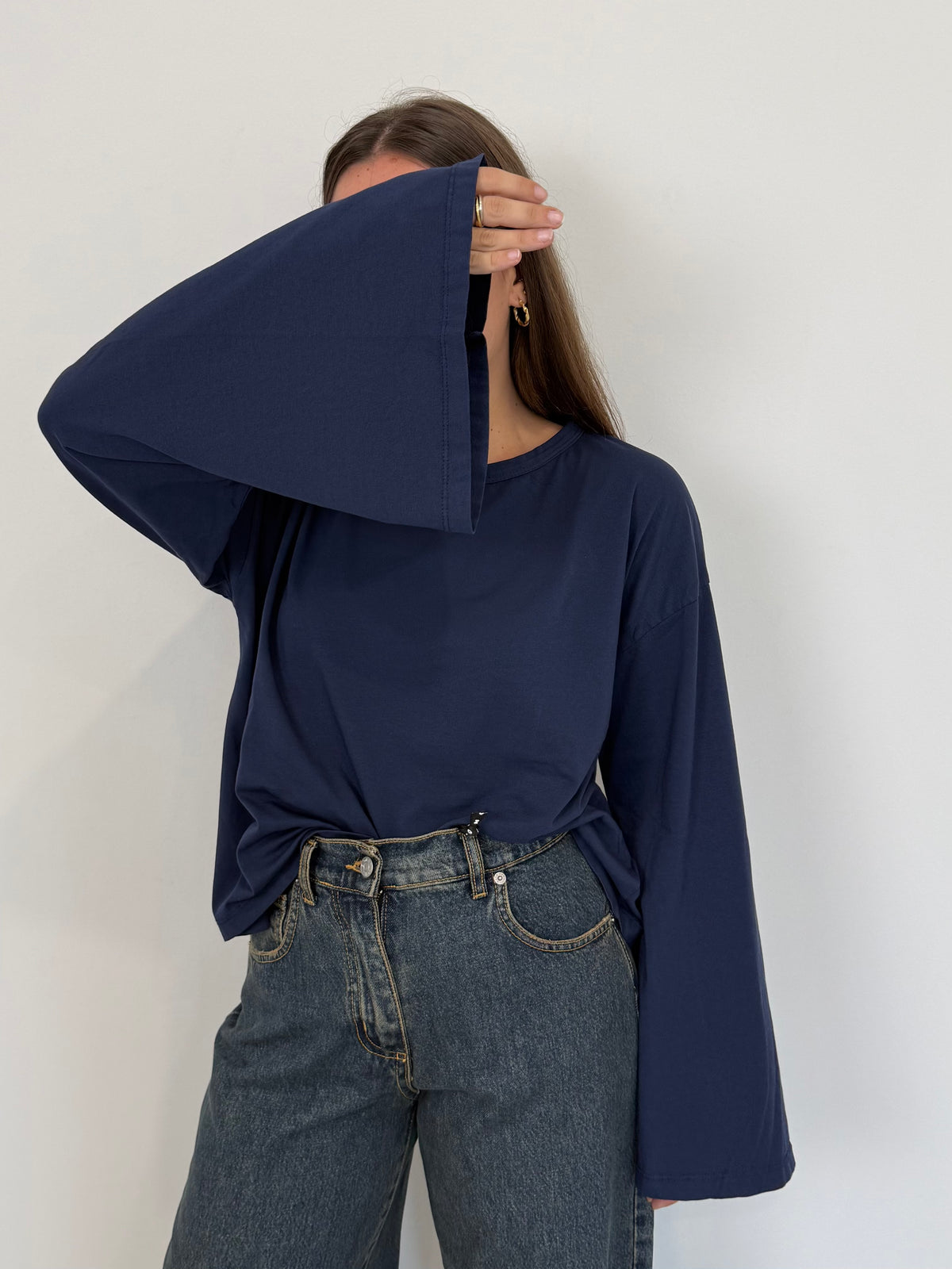 Haveone - Maglia manica trapezio blu
