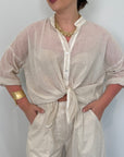 Haveone - Camicia in mussola di cotone beige