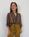 Haveone - Camicia millerighe verde con collana
