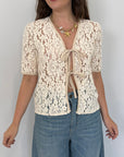 Haveone - Maglia con fiocchi in crochet beige