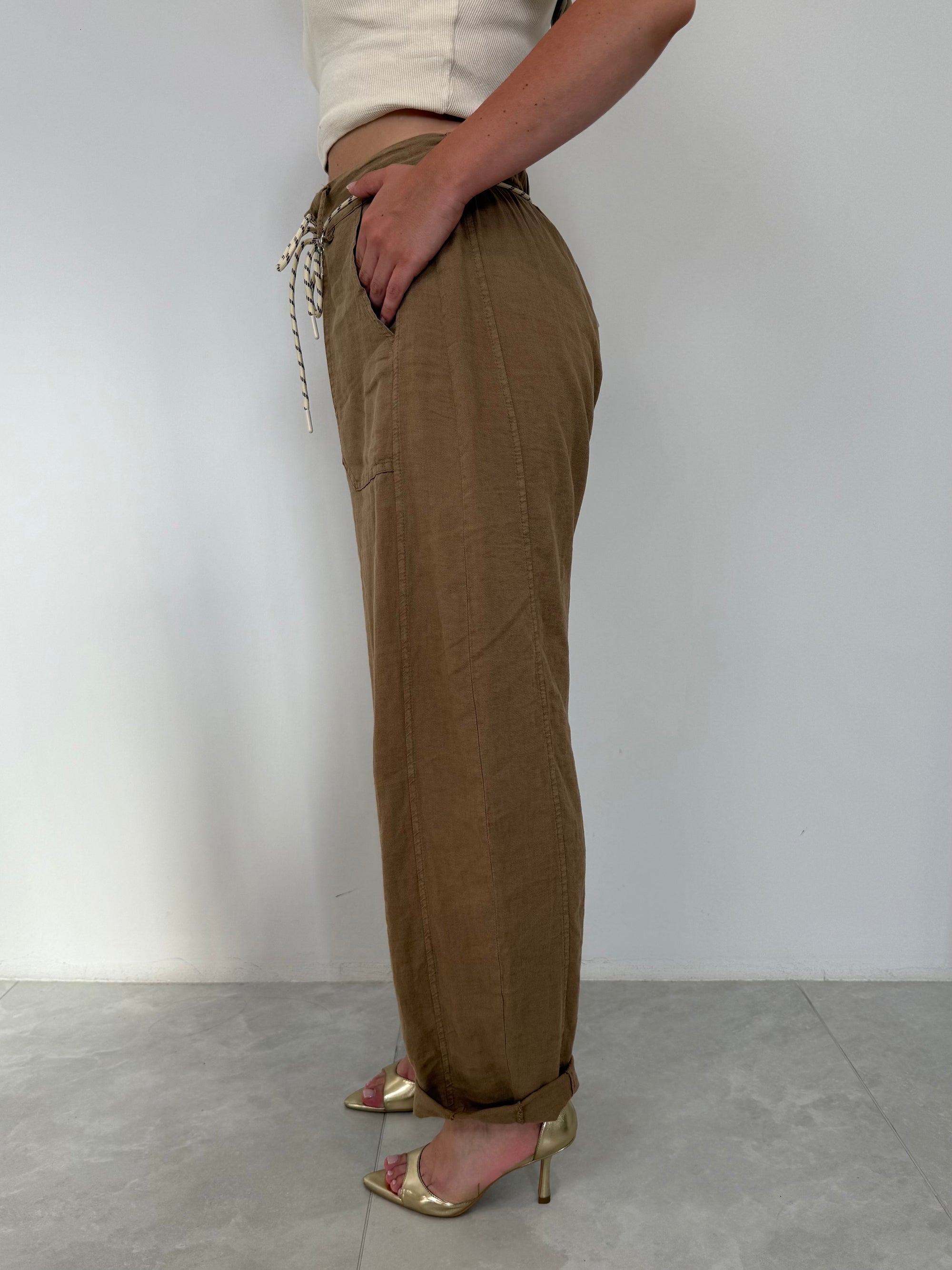 SusyMix - Pantalone stellina in lino sabbia