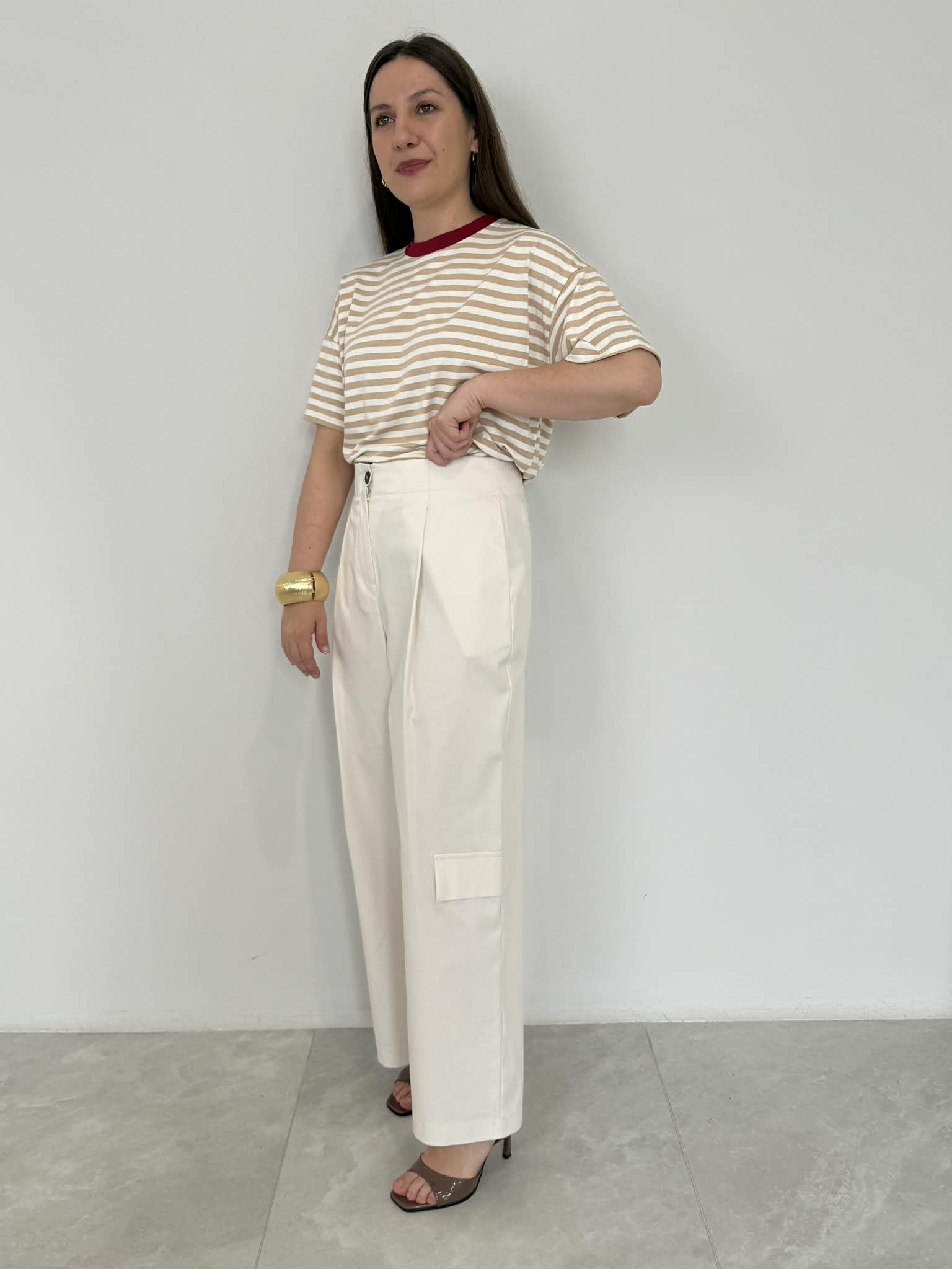 Tensione In - Pantalone tasca bassa bianco
