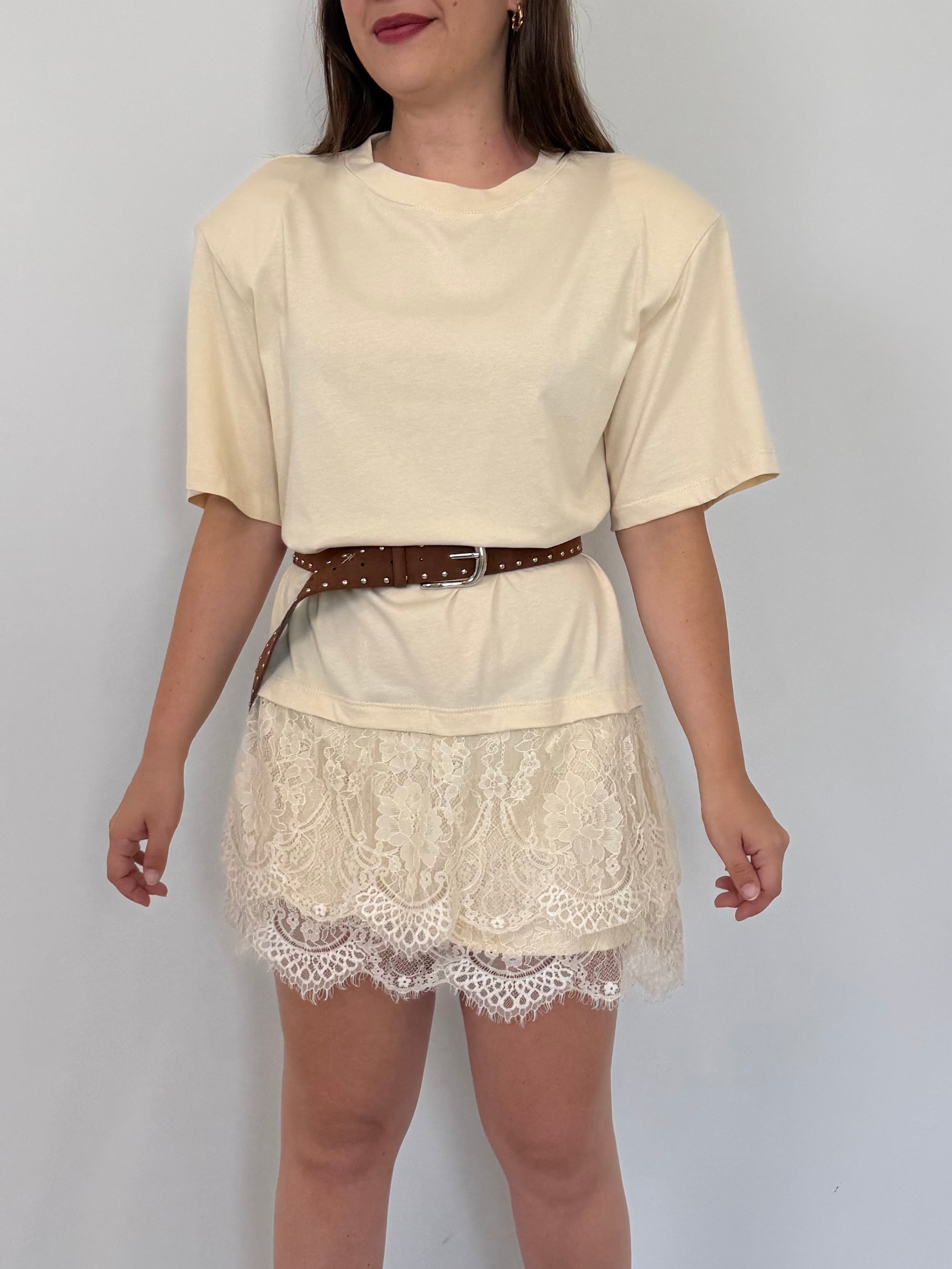 Haveone - Abito in cotone con pizzo
