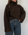 Tensione In - Maglione con collo e bottoni moro