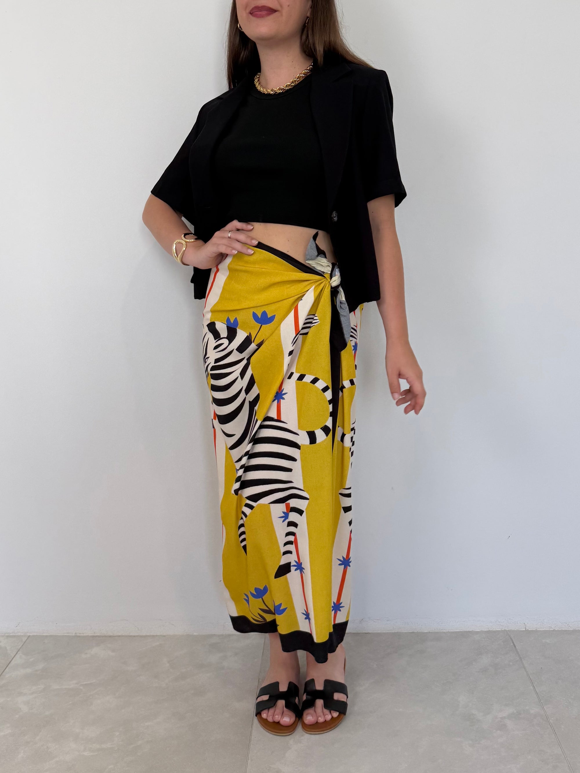Haveone - Gonna pareo lunga con zebre gialle