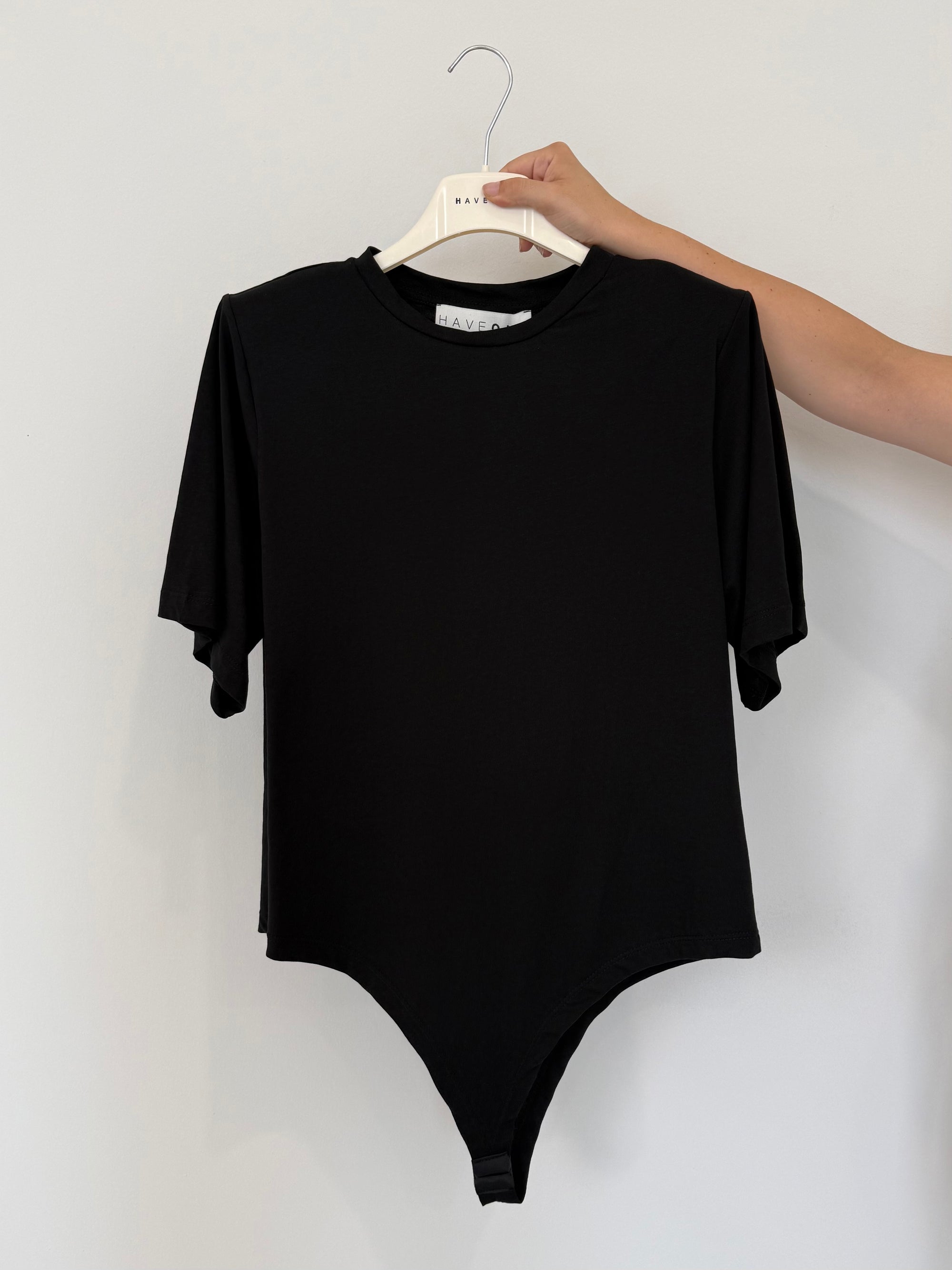 Haveone - T-shirt a body con spalline nera