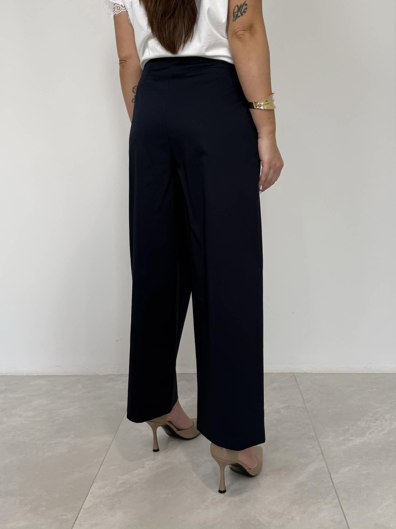 Tensione In - Pantalone in cotone con pence blu