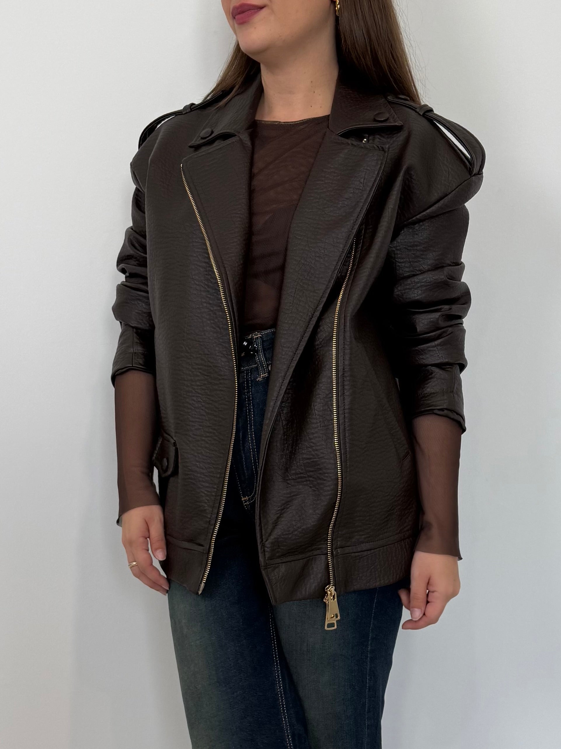 Haveone - Bomber in ecopelle martellata