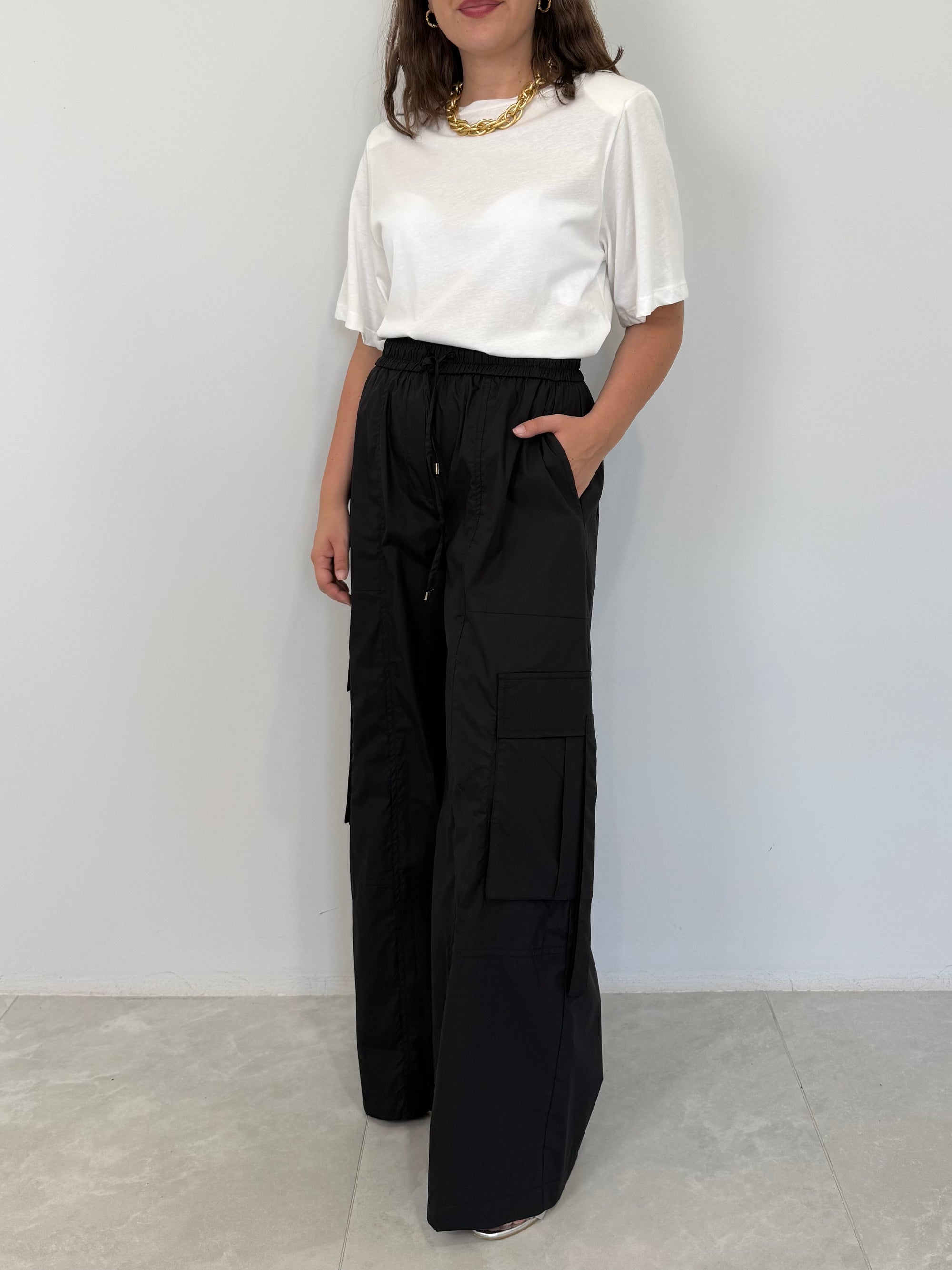 Tensione In - Pantalone cargo paracute nero